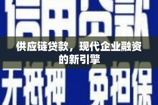 莲都供应链贷款，现代企业融资的新引擎