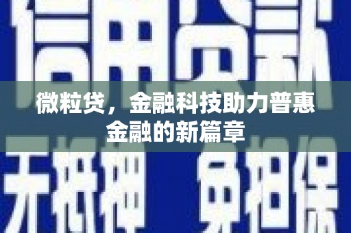 莲都微粒贷，金融科技助力普惠金融的新篇章