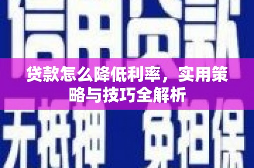 莲都贷款怎么降低利率，实用策略与技巧全解析