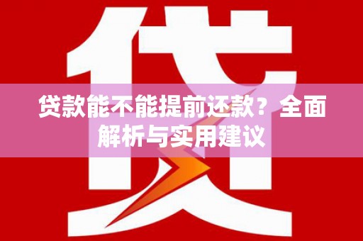 莲都贷款能不能提前还款？全面解析与实用建议