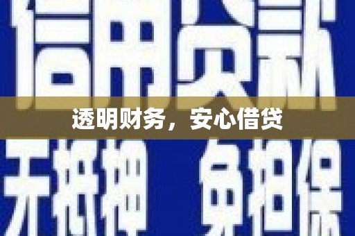 莲都透明财务，安心借贷
